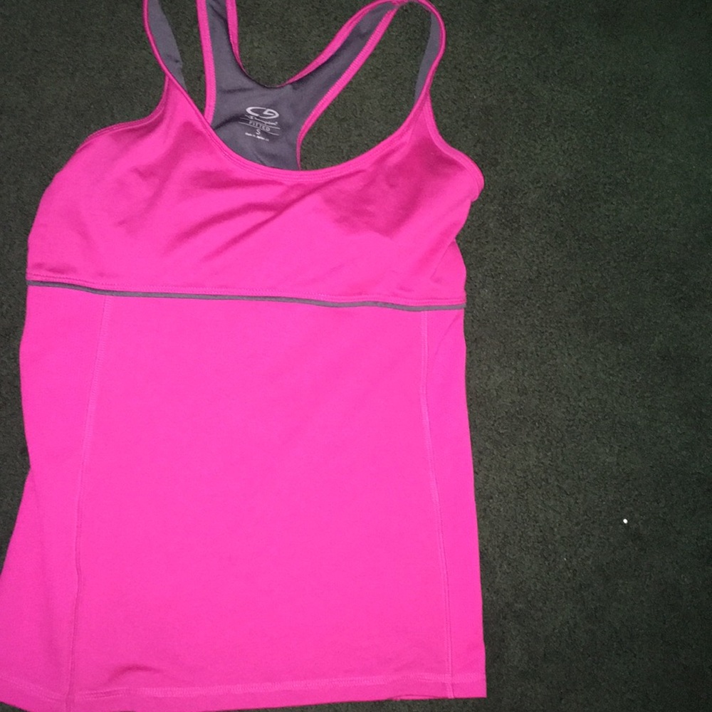 Pink Champion exercise tank w/shelf bra.